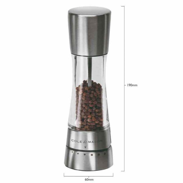 Moinho de pimenta Derwent de precisão Gourmet Cole & Mason 190 mm - Moedor de pimenta premium para culinária perfeita. Compre online!