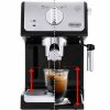 Máquina de café expresso DeLonghi ECP33.21.BK em prata e preto, design elegante e café aromático, ideal para sua cozinha moderna. Compre agora!
