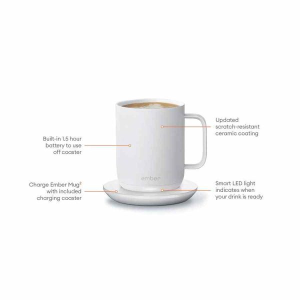 Caneca de Café Aquecida Ember Mug² 295 ml - Desfrute do seu café quente por mais tempo com esta elegante caneca aquecida. Ideal para caféiros exigentes.