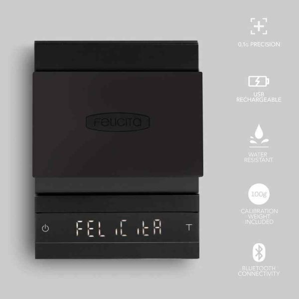 Balança de café por gotejamento paralelo Felicita - Medição precisa para o seu café perfeito. Ideal para os amantes de café exigentes!