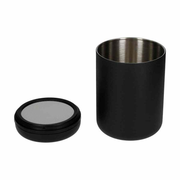 Recipiente a vácuo Fellow Atmos para café, design em aço preto fosco. Mantenha a frescura dos seus grãos com elegância! Compre online.