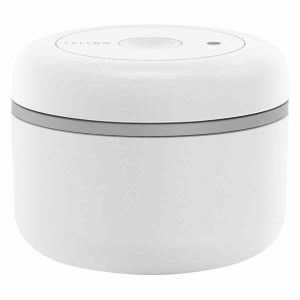 Recipiente a vácuo Fellow Atmos para café, elegante aço branco fosco - armazene seus grãos com frescor incomparável.