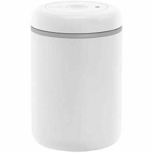 Recipiente a vácuo Fellow Atmos para café em grão, aço branco fosco - Preserve a frescura do café com este elegante recipiente a vácuo.