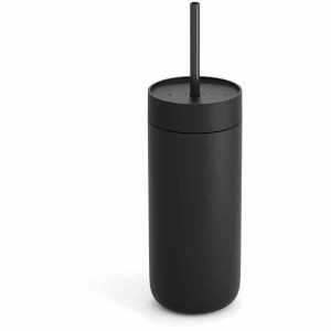 Caneca isolada Fellow Carter Cold Tumbler 473 ml, preto fosco para bebidas frias ou quentes. Mantém a temperatura por horas. Ideal para viagens. Compre agora!