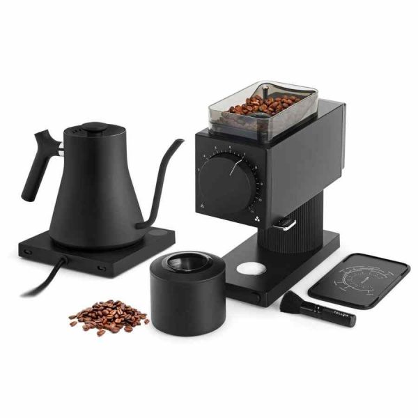 Moedor Fellow ODE Brew Gen 2 + Chaleira Elétrica Fellow Stagg EKG, design elegante em preto mate, para o café perfeito. Compre online!