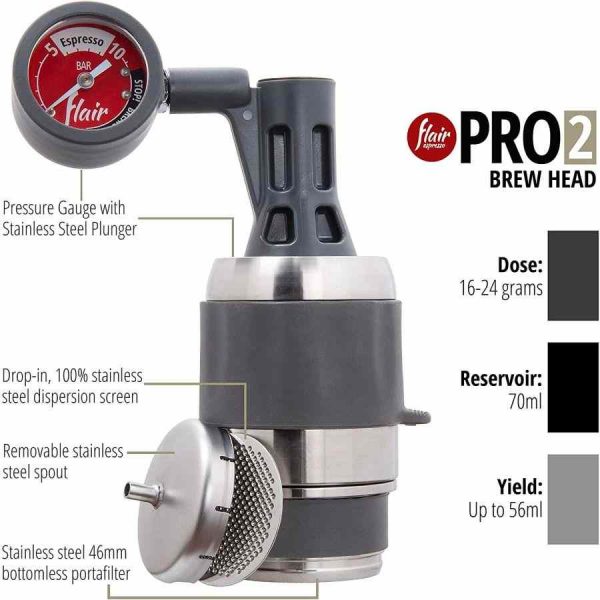 Máquina de café expresso manual Flair Pro 2, preta - Desfrute da excelência do café com esta máquina de design elegante e sofisticado. Ideal para verdadeiros apreciadores de café.