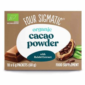 Cacau em Pó de Cogumelo Quatro Sigmatic com Reishi, 10 Pacotes - Delicioso cacau em pó enriquecido com cogumelos Reishi para um boost de energia e vitalidade. Aproveita já!