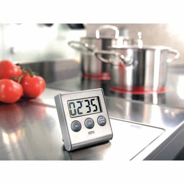Temporizador digital de alta qualidade com ímã da Gefu Contare para facilitar suas tarefas na cozinha. Nunca mais queime seus pratos!