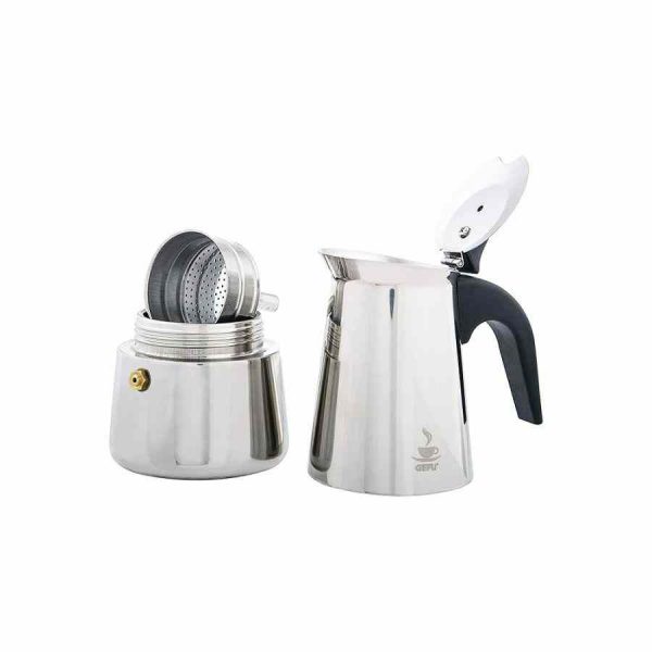 Pote Moka de aço inoxidável Gefu Emilio - Cafeteira de qualidade premium para café italiano autêntico. Compre online agora!