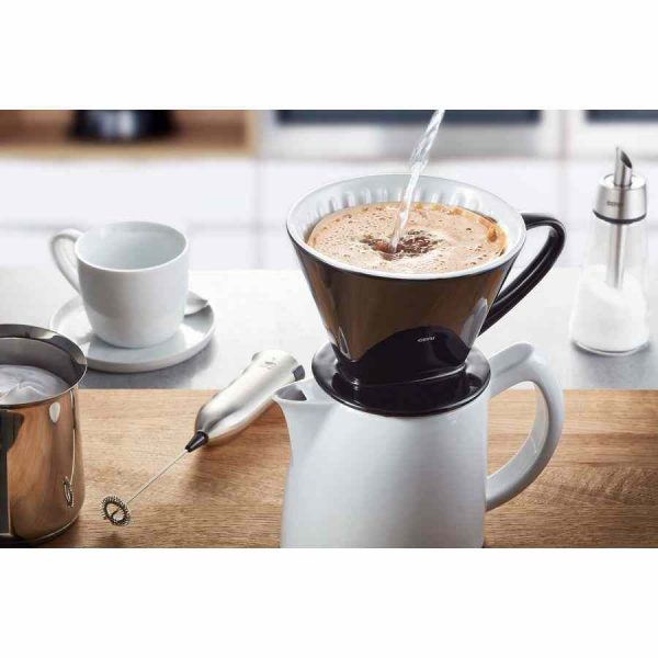 Filtro de café de porcelana Gefu Stefano tamanho 4, preto - Desfrute de um café perfeito com este filtro elegante e durável. Compre agora!