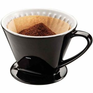 Filtro de café de porcelana Gefu Stefano, t. 4, preto - design elegante e durabilidade excepcional para desfrutar de café perfeito em casa.