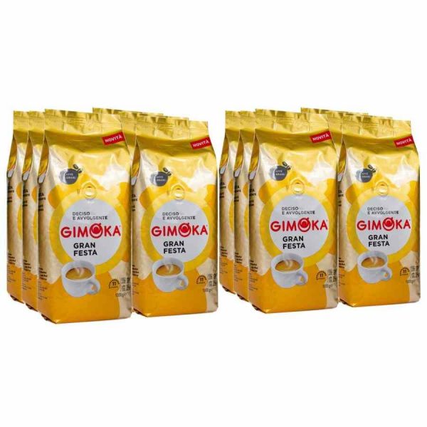 Café Gimoka Gran Festa em Grãos 12 x 1 kg - Café premium italiano para os apreciadores exigentes. Envio grátis! Aproveite já!