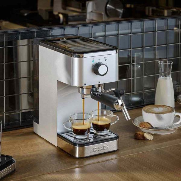 Máquina de café expresso Graef Salita com moedor de café CM201, design elegante para café perfeito todas as manhãs!