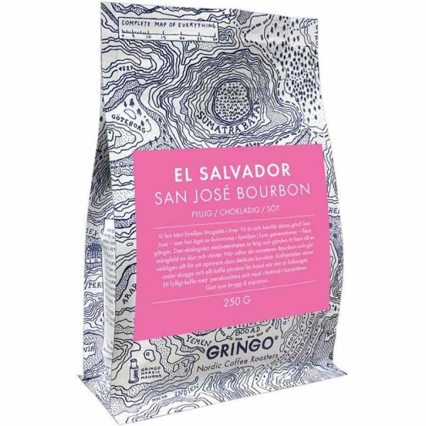 Café em grãos Gringo Nordic El Salvador San José Bourbon 250 g, para apreciadores exigentes. Aproveite esta experiência única!