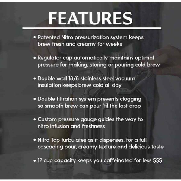 Cafeteira GrowlerWerks uKeg Nitro Cold Brew para café gelado: prepare em casa como um barista profissional. Qualidade premium!