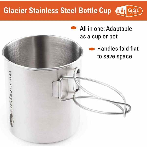 Copo de garrafa inoxidável GSI Outdoors Glacier - Resistente e elegante para as tuas aventuras ao ar livre. Ideal para manteres a tua bebida fresca!
