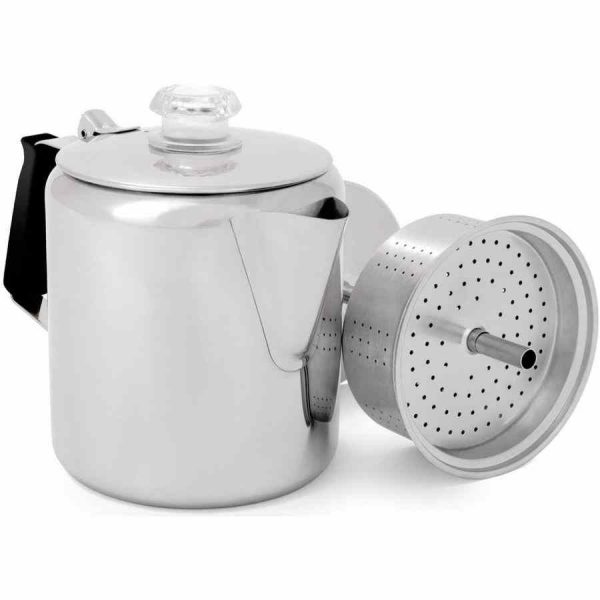 Cafeteira GSI Outdoors Glacier em aço inoxidável com alça de silicone - Café perfeito ao ar livre. Ideal para campismo e acampamentos.