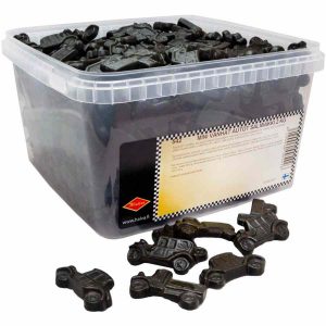 Deliciosos Carros Meio Velhos Mini Salmiak em Caixa de 2 kg - Compre agora e saboreie estes doces especiais! Aproveite nossa oferta online.