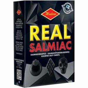 Geleias Salgadas Halva Real Salmiac deliciosamente embaladas em caixa de 230g - Especialidade gourmet para compra online.