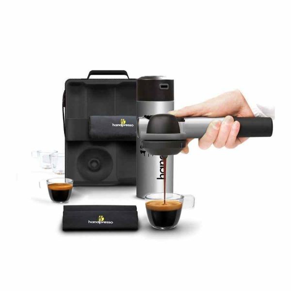 Máquina de café expresso manual Handpresso em preto, ideal para saborear um café intenso e autêntico. Compre online o seu conjunto de bomba Handpresso!
