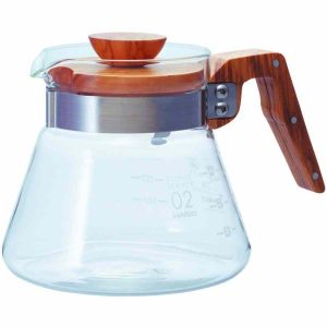 Jarra de Café Hario em Madeira de Oliveira - Elegância e Qualidade para seu Café Perfeito. Ideal para Servir com Estilo!