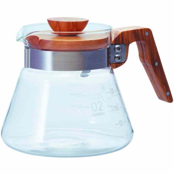 Jarra de Café Hario em Madeira de Oliveira - Elegância e Qualidade para seu Café Perfeito. Ideal para Servir com Estilo!