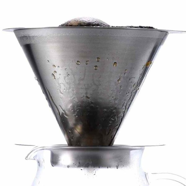 Gotejador de café de metal de malha dupla Hario V60-01 - Design premium para café perfeito em casa. Compre agora!