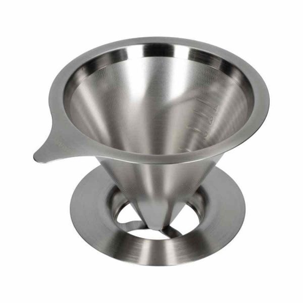 Gotejador de metal de malha dupla Hario V60-01 para café delicioso e puro. Artesanal e durável para experiências de café únicas.