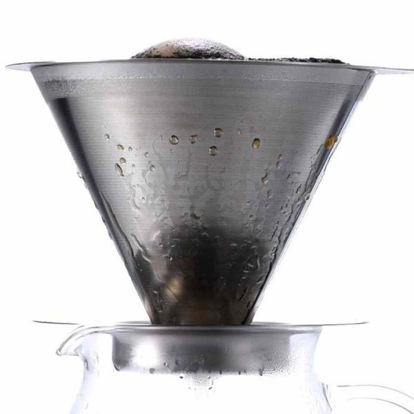 Gotejador Hario V60-02 em metal de qualidade premium para café - malha dupla. Aprecie o seu café perfeito feito em casa!