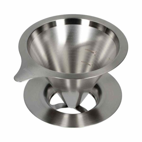 Gotejador metálico de malha dupla Hario V60-02 para café - design elegante e durável, ideal para filtrar café de forma perfeita.