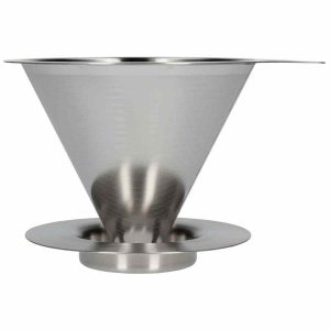 Gotejador metálico de malha dupla Hario V60-02 para café fresco e aromático. Aprecie cada gota do seu café perfeito!