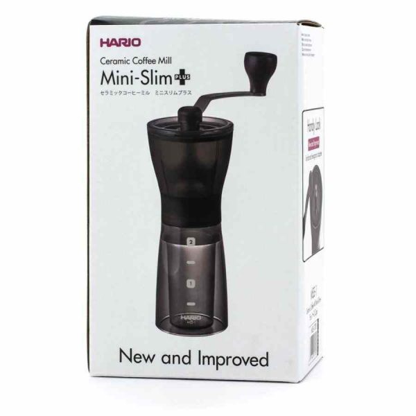 Moedor de café Hario Mini Slim Plus - Desfrute de café fresco moído na hora com este elegante moedor manual. Ideal para os amantes de café!