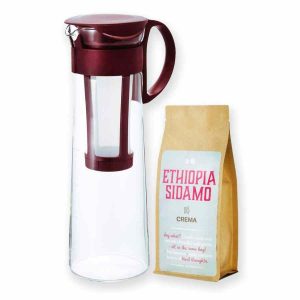 Cafeteira Hario Mizudashi Cold Brew Marrom 1 l + Creme Etíope Sidamo 250 g - Aprecie o melhor café gelado em casa com requinte e qualidade premium.