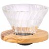 Gotejador de vidro Hario Olive Wood V60 tamanho 01 - Elegância e qualidade para o seu café perfeito. Compre online agora!