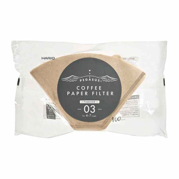 Filtros de Papel Café Marrom Hario Pegasus Tamanho 03, 100 un - Aromatize o Café com Estilo e Qualidade, Ideal para Cafeteiras.