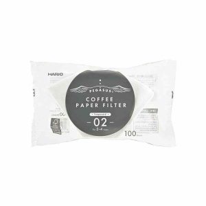 Filtros de Papel Café Hario Pegasus Tamanho 02, 100 unidades - Ideais para um café perfeito em casa ou no escritório. Compatível com Hario V60.