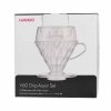 Conjunto de assistência premium contra gotejamento Hario V60-02 para café fresco. Acessório de alta qualidade para baristas exigentes.
