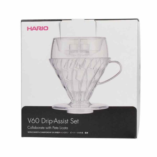 Conjunto de assistência premium contra gotejamento Hario V60-02 para café fresco. Acessório de alta qualidade para baristas exigentes.