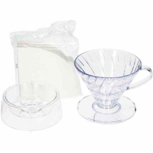 Conjunto de assistência contra gotejamento Hario V60-02 para café fresco e suave. Acessório de qualidade premium para métodos de infusão. Ideal para apreciadores de café.