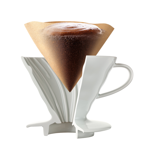 Gotejador de café em cerâmica Hario V60 tamanho 02 - Melhore sua experiência de café com este gotejador premium. Ideal para seu ritual matinal!