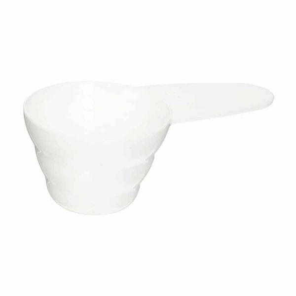 Colher medidora de café Hario V60 12g, em plástico branco para precisão nas suas receitas de café especial. Ideal para cafeteira Hario V60.