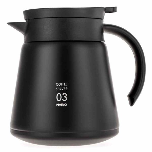 Servidor Hario V60 inox isolado, 800 ml, preto - Elegante e funcional para preparar café. Mantém a temperatura ideal. Adquira já!