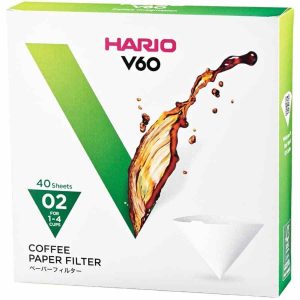 Caixa de filtros de papel de café marrom Hario V60 Misarashi tamanho 02 - Acessório premium para preparo de café de alta qualidade.