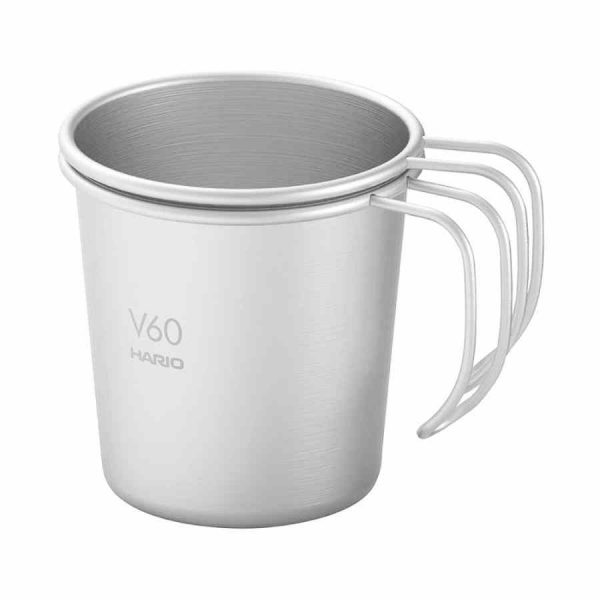 Caneca empilhável de metal para exterior Hario V60 320 ml - Design elegante para desfrutar do seu café ao ar livre. Ideal para viagens e acampamentos.