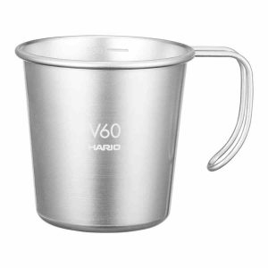 Caneca empilhável de metal para exterior Hario V60 320 ml - Resistente e elegante para desfrutar do café ao ar livre. Grátis e rápido envio online!