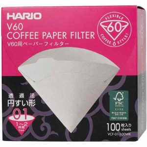 Caixa de filtros de papel de café Hario V60, tamanho 01 - Acessório de qualidade para café fresco. Compatível com Hario V60 01. Melhore sua experiência de café!