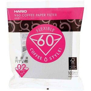 Filtros de papel de café Hario V60 tamanho 02, 100 unidades, qualidade premium para cafeteira V60. Melhore seu café com estes filtros de papel!