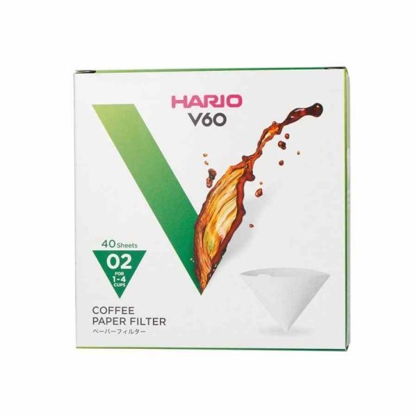 Caixa de filtros de papel de café Hario V60 tamanho 02: Filtros de café premium para uma extração perfeita. Compatível com Hario V60.