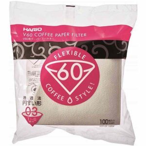 Filtros de Papel Café Hario V60 Tamanho 03 - Conjunto de 100 unidades para café fresco e aromático. Compatível com Hario V60 para uma extração perfeita.
