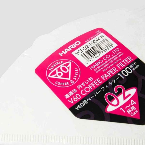 Filtros de papel de café Hario V60 VCF-02-100W-H tamanho 02, 100 unid. - Papel filtro premium para café de sabor intenso, 100 unidades. Compre já!